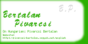 bertalan pivarcsi business card